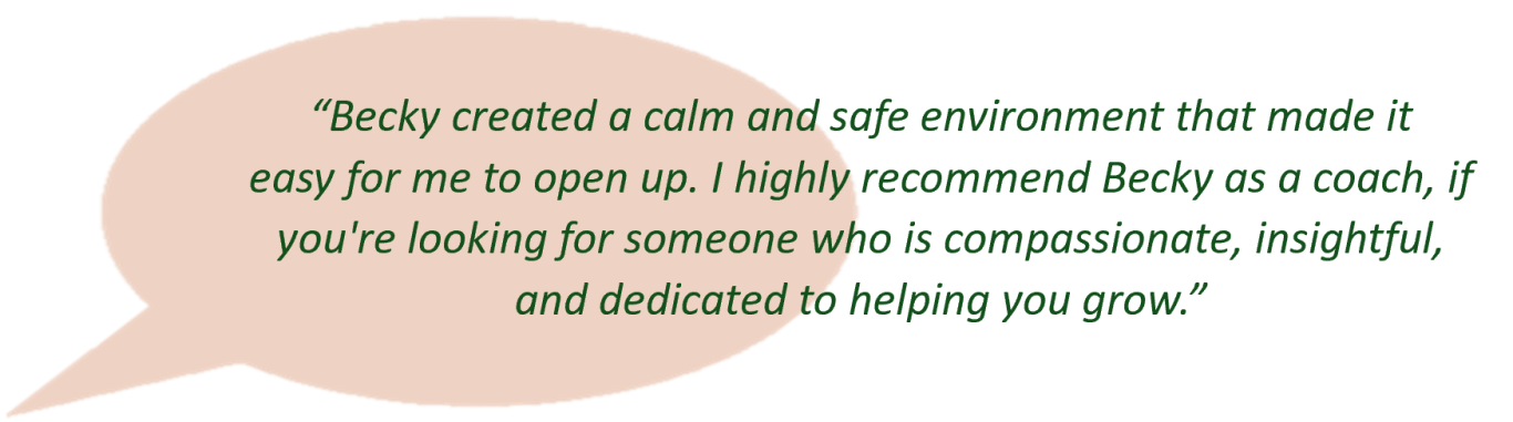 Text testimonial praising a supportive coaching environment and recommending the service.